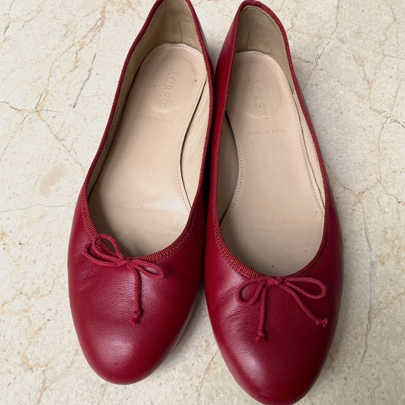 J. Crew Shoes - J. Crew Italian-Made Leather Red Ballet Flats Sz 8
